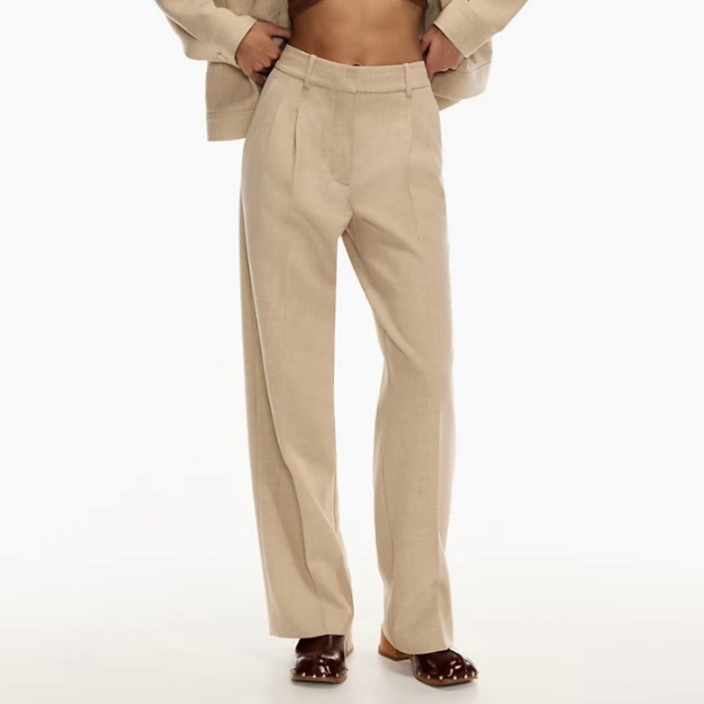 ARITZIA EFFORTLESS PANT in Heather Oat Beige, Size 4, NWT